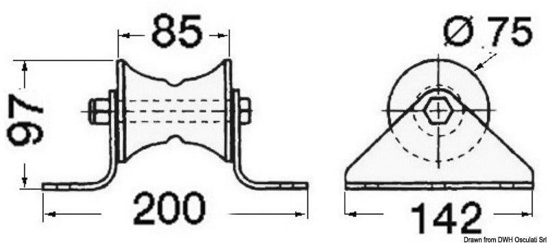SS bow roller for dolphin strikers - foto originale Osculati Srl