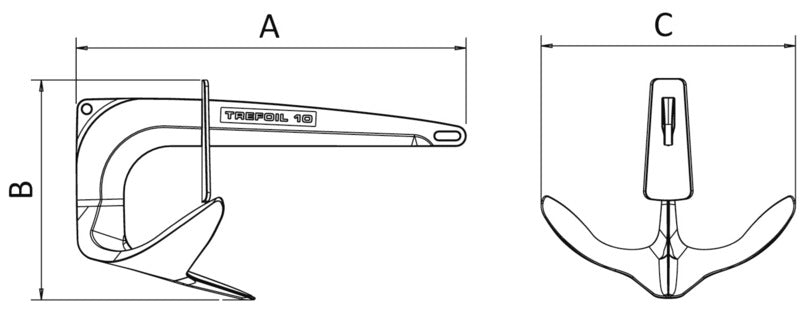Trefoil SS anchor w/anti-water plate 10 kg - foto originale Osculati Srl