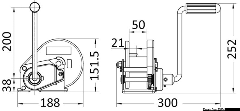 Rock winch max 680 kg - foto originale Osculati Srl