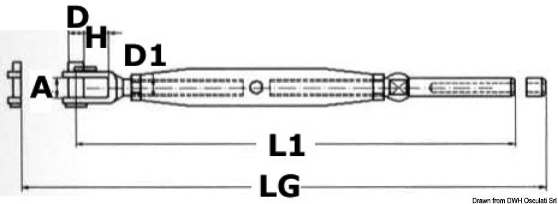 S.S turnbuckle fixed jaw 12 mm - foto originale Osculati Srl