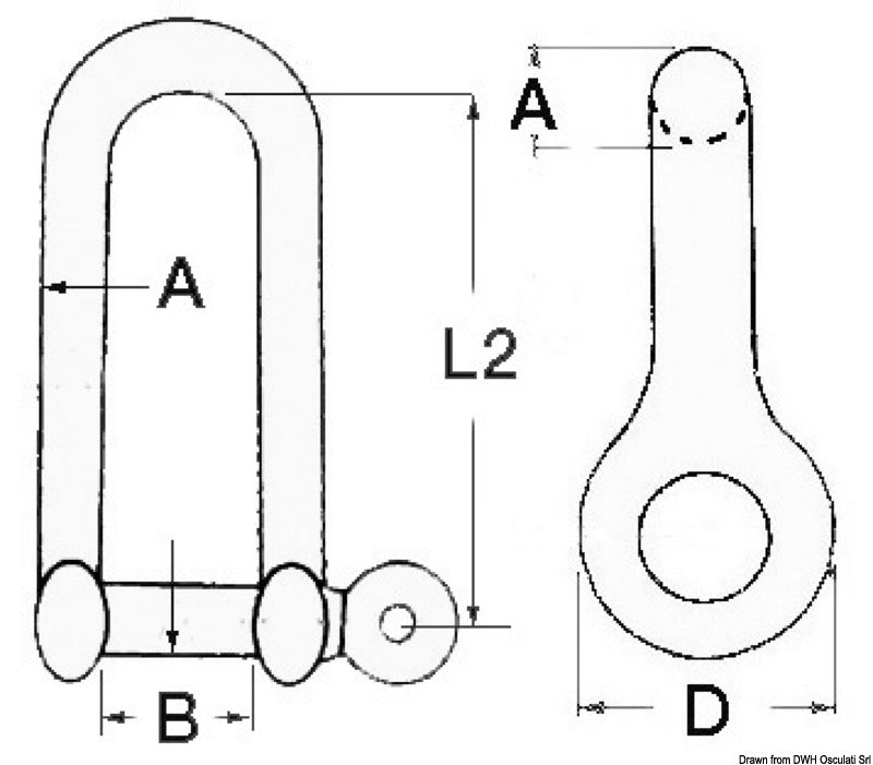 Long shackle AISI 316 8 mm (pack of 10) - foto originale Osculati Srl