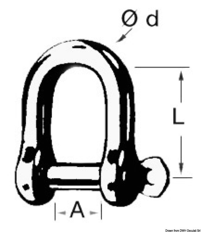 Wide jaw SS shackle 6 mm (pack of 10) - foto originale Osculati Srl