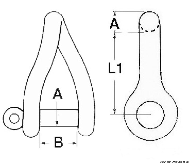 Twisted shackle made of investment cast SS 6 mm (pack of 10) - foto originale Osculati Srl