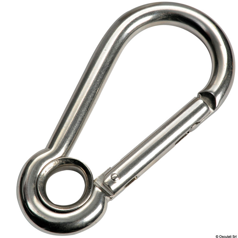 Carabiner hook flush closure w. eye AISI 316 5 mm (pack of 10) - foto originale Osculati Srl