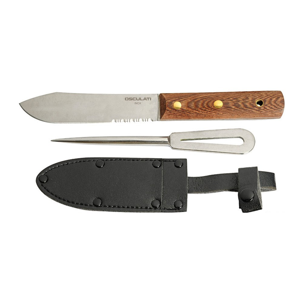 Set: SS knife + Marlin spike + leather cover - foto originale Osculati Srl