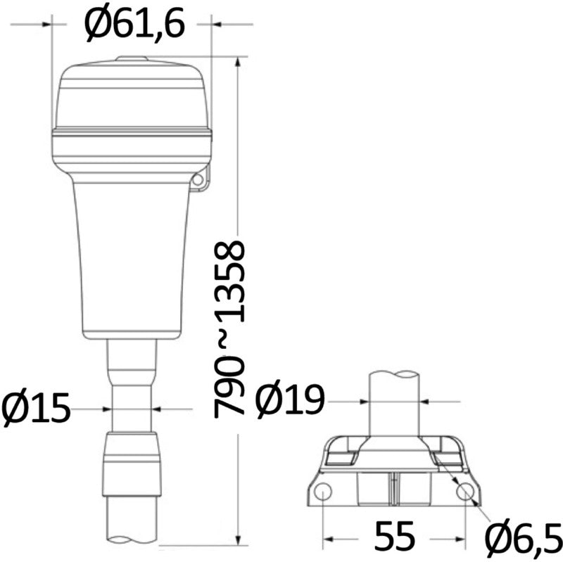Navigation light 360° white on telescopic pole - foto originale Osculati Srl