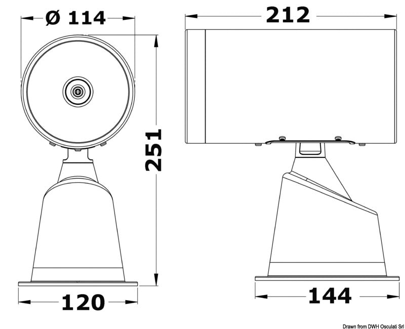 SS electrically controlled spotlight 24 V - foto originale Osculati Srl