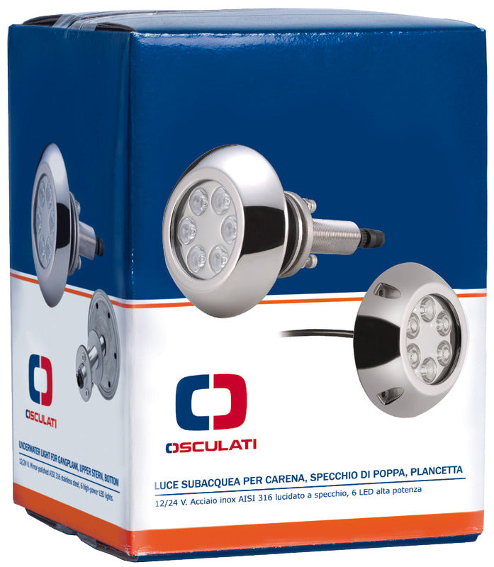 Underwater light w/6x3W blue LEDs with stud - foto originale Osculati Srl