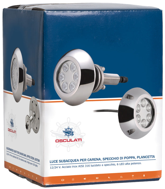 Underwater light w/12x3W blue LEDs with screws - foto originale Osculati Srl