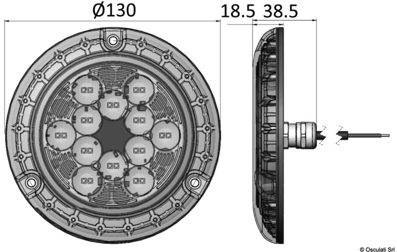 PIRANHA P24 LED underwater light white - foto originale Osculati Srl