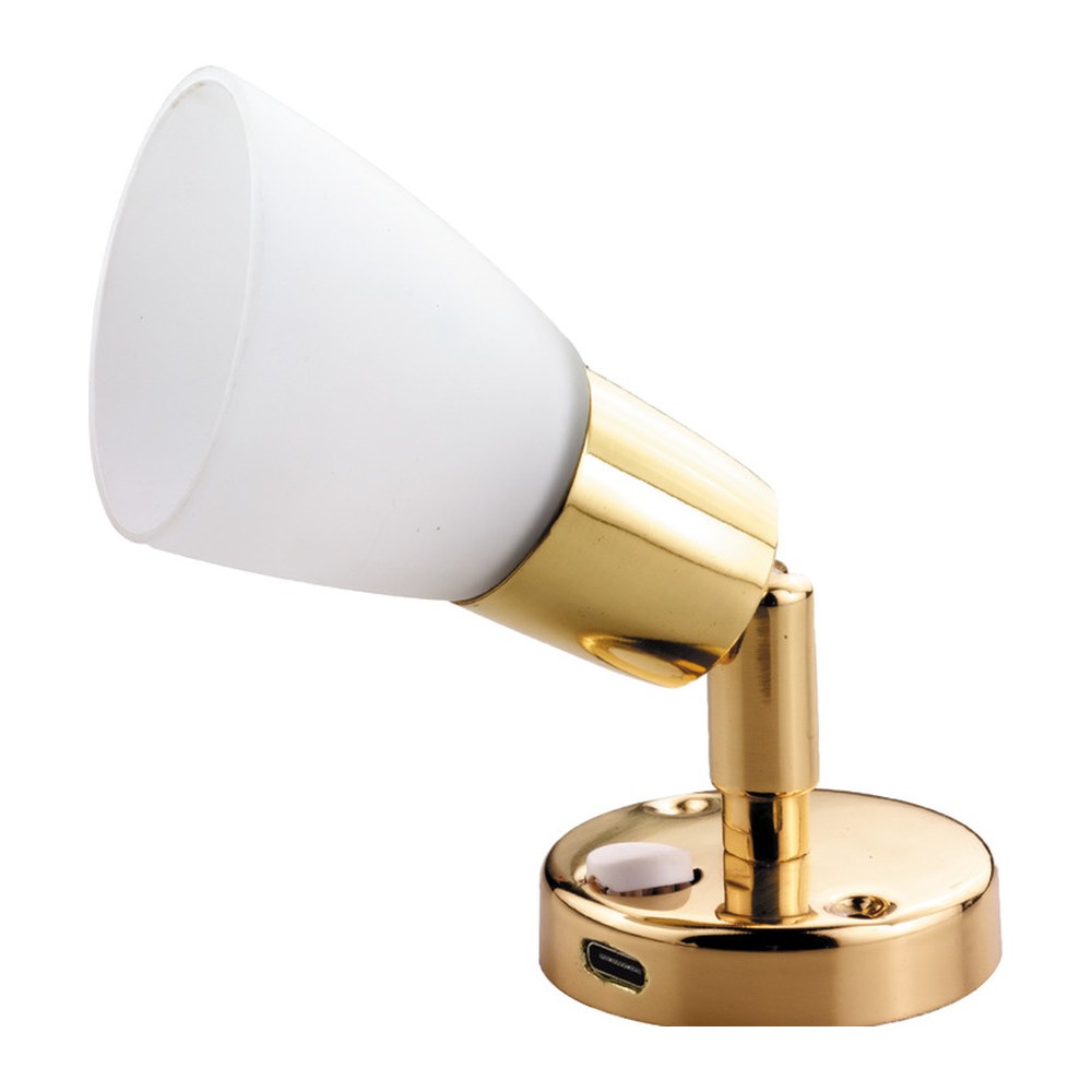 LED brass spotlight w/USB-C and switch - foto originale Osculati Srl