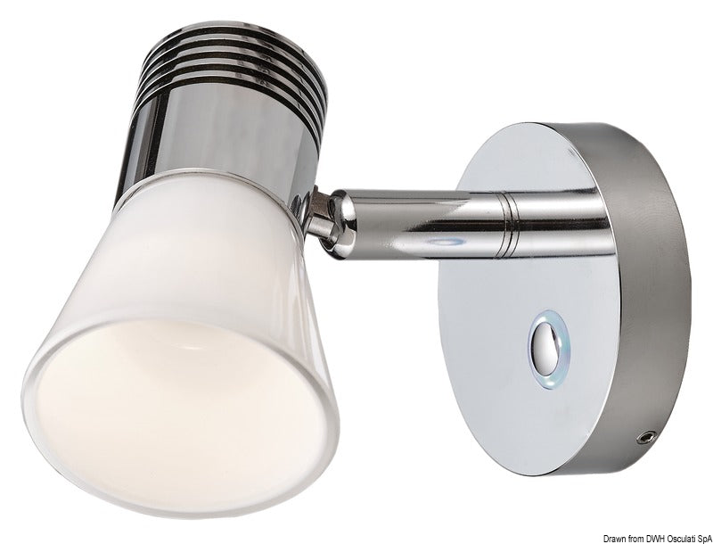 Dimming LED light aluminium + glass diffuser - foto originale Osculati Srl