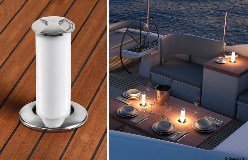 Retractable Aurora deck lamp round bezel - foto originale Osculati Srl