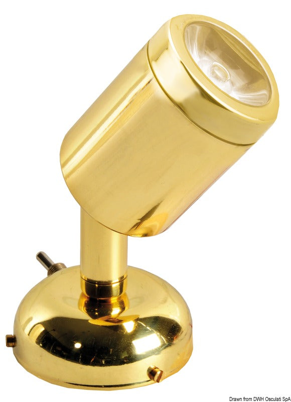 Articulated spotlight polished brass 1 x 3 W HD - foto originale Osculati Srl