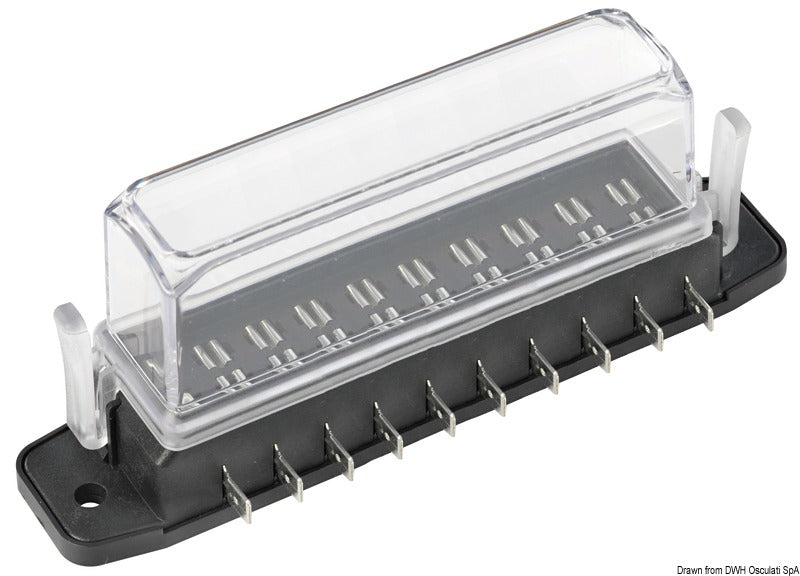 Watertight blade fuse holder deep lid 10 seats - foto originale Osculati Srl