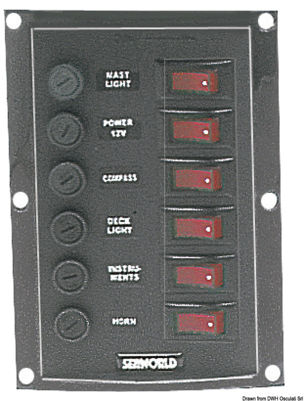 Vertical control panel w. 6 switches - foto originale Osculati Srl
