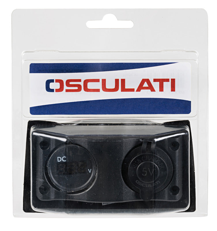 Voltmeter 3/30 V + dual USB socket - foto originale Osculati Srl