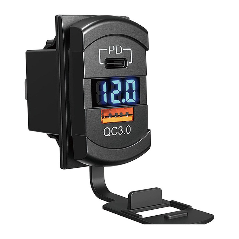 Dual USB-A+C plug + 12/24 V voltmeter - foto originale Osculati Srl