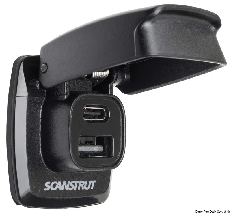 SCANSTRUT Flip Pro USB-A and USB-C watertight socket - foto originale Osculati Srl