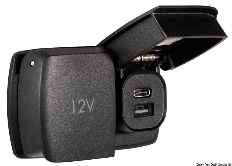 SCANSTRUT Flip Pro Duo USB-A+USB-C and power socket 12V - foto originale Osculati Srl
