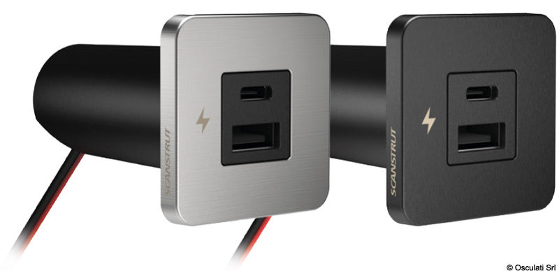 SCANSTRUT Tile dual USB port C+C black - foto originale Osculati Srl