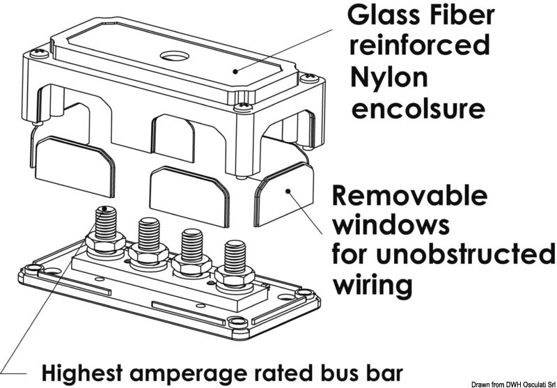Bus-Bar Heavy Duty terminal 4 x 10 mm - foto originale Osculati Srl