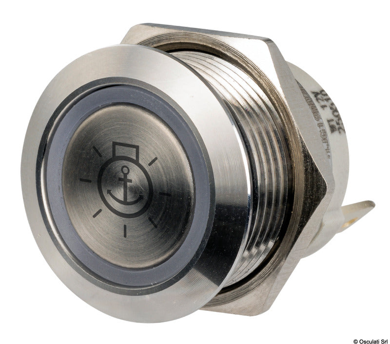 FLAT S.S. switch (MOMENTARY ON)-OFF 12/24V white LED (pack of 10) - foto originale Osculati Srl