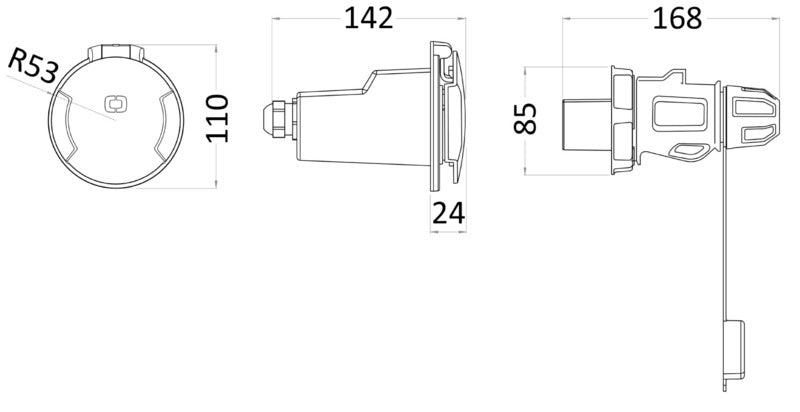 Cruiser socket 32A black and SS closure cap - foto originale Osculati Srl
