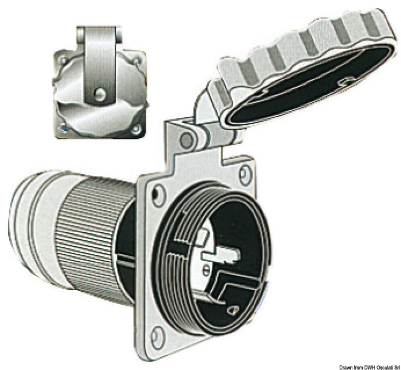 Marinco 4-wire triophase socket AISI 316 - foto originale Osculati Srl