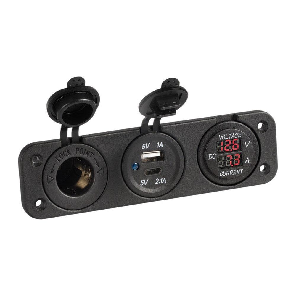 Digital voltmeter and ammeter 12V USB-A + USB-C - foto originale Osculati Srl