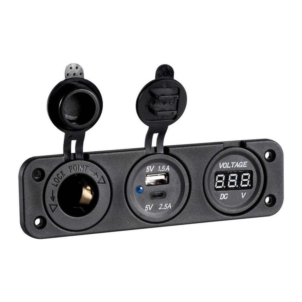 Digital voltmeter + power outlet - foto originale Osculati Srl