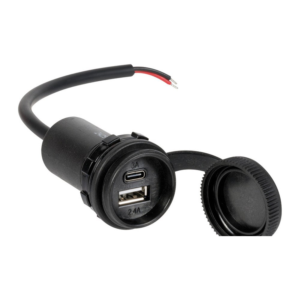 Waterproof USB-A + USB+C outlet w/cap - foto originale Osculati Srl