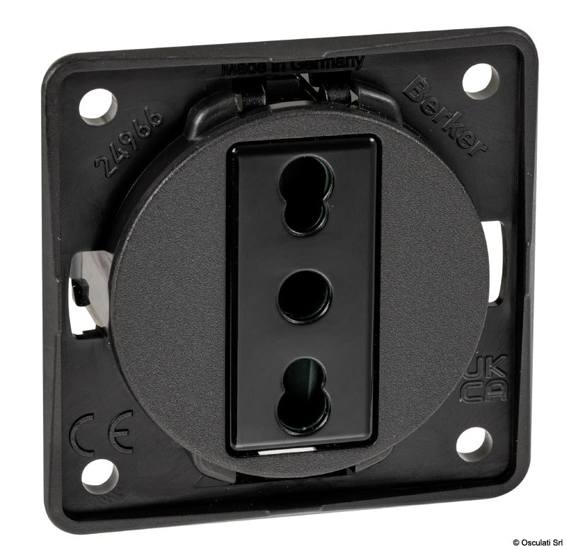 BERKER Italian power socket 16A charcoal grey - foto originale Osculati Srl