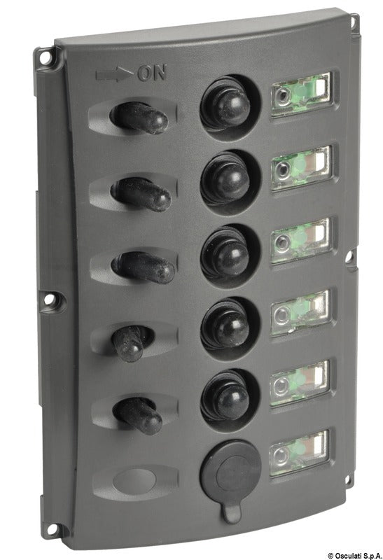 Electric panel w/automatic fuses and double LED - foto originale Osculati Srl