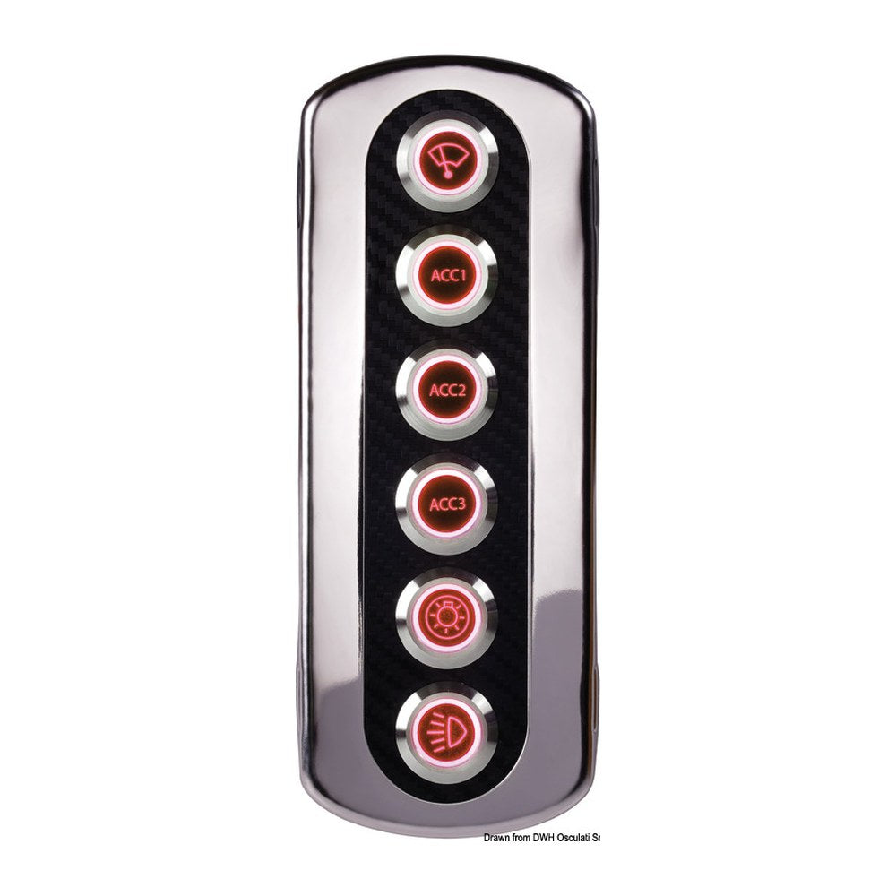 Backlit carbon fiber panel. Red LED - foto originale Osculati Srl