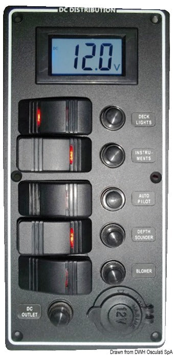 PCAL electric panel w/digital voltmeter 9/32 V - foto originale Osculati Srl