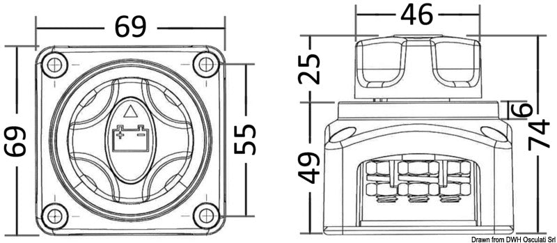 Battery switch w/removable key - foto originale Osculati Srl