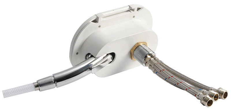 Oval shower box white PVC hose 4 m Shower rear outlet - foto originale Osculati Srl