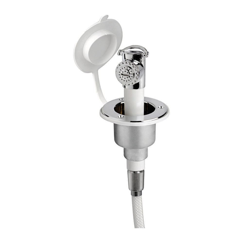 Push button shower chromed finish PVC hose 2.5 m Flat mounting - foto originale Osculati Srl
