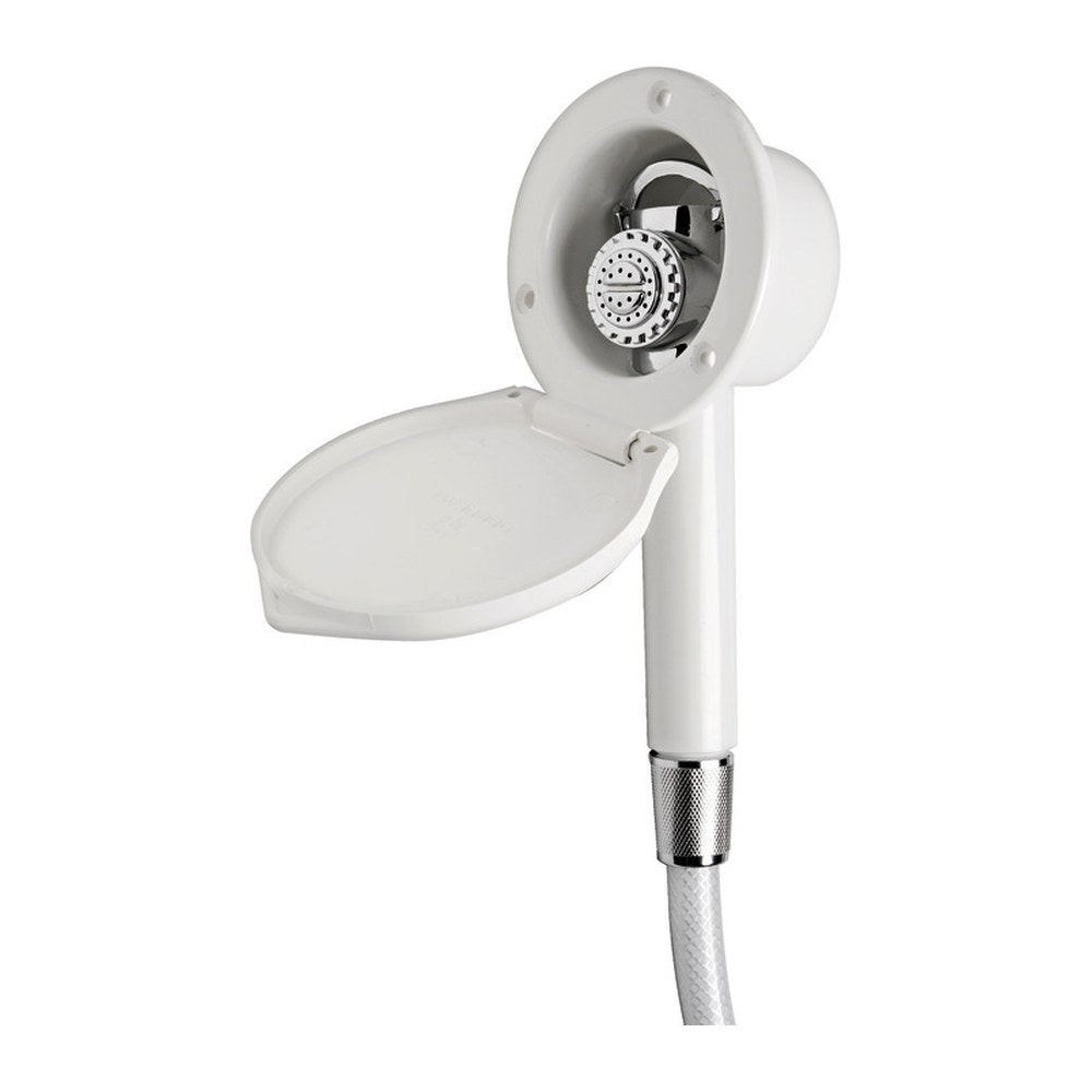 Elegant shower box white finish PVC hose 4 m Wall mounting - foto originale Osculati Srl
