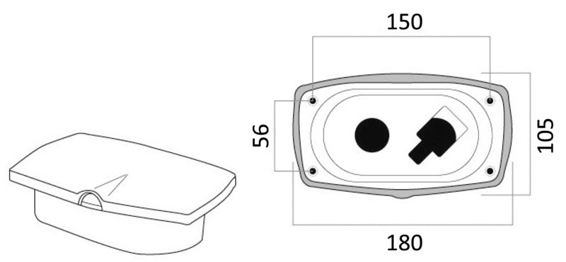 New Edge shower box white nylon hose 2.5 mm Crosswise shower outlet - foto originale Osculati Srl