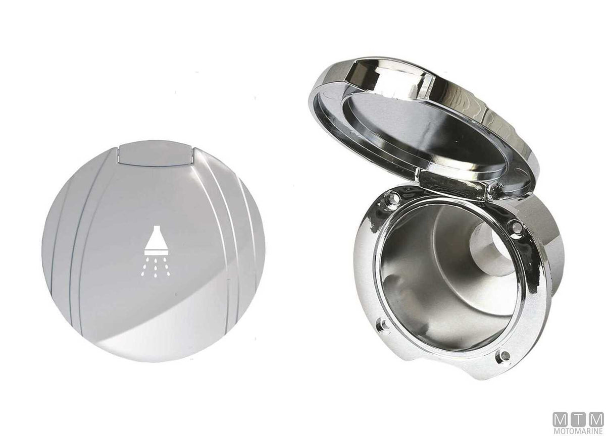 Round shower box for vertical flush mounting ABS chrome - original photo Motomarine Srl