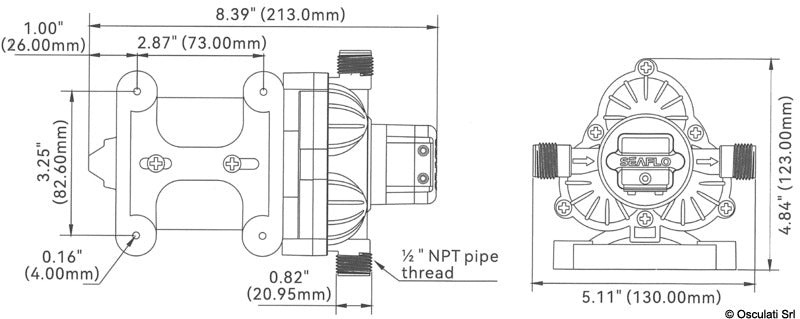 Europump water pump w/3 valves 12V 8.5A - foto originale Osculati Srl