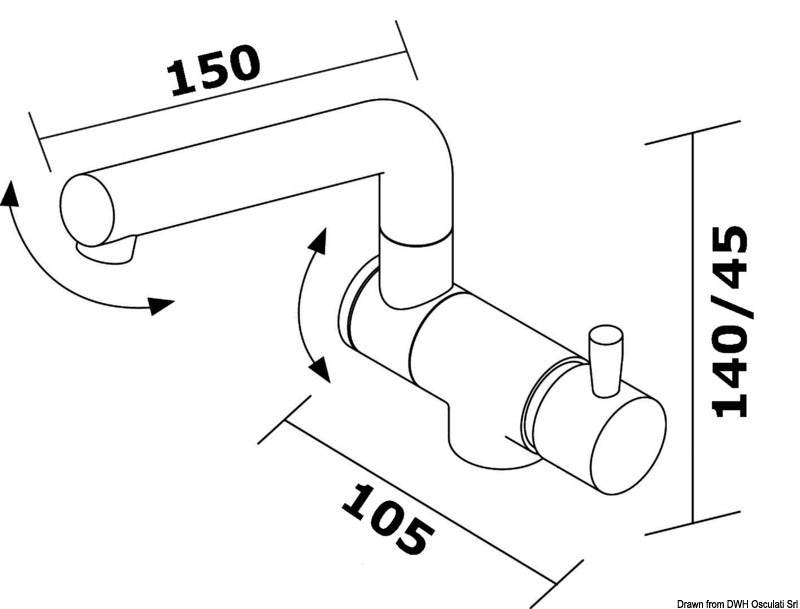 Foldable double-connection hot/cold water mixer - foto originale Osculati Srl