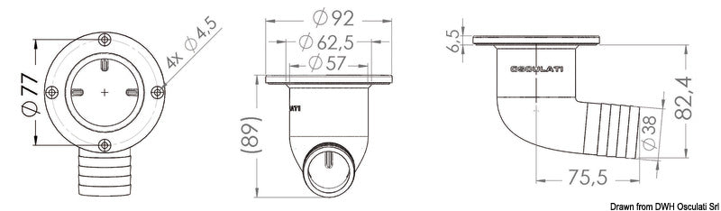 90° Cockpit drain AISI 316 - foto originale Osculati Srl