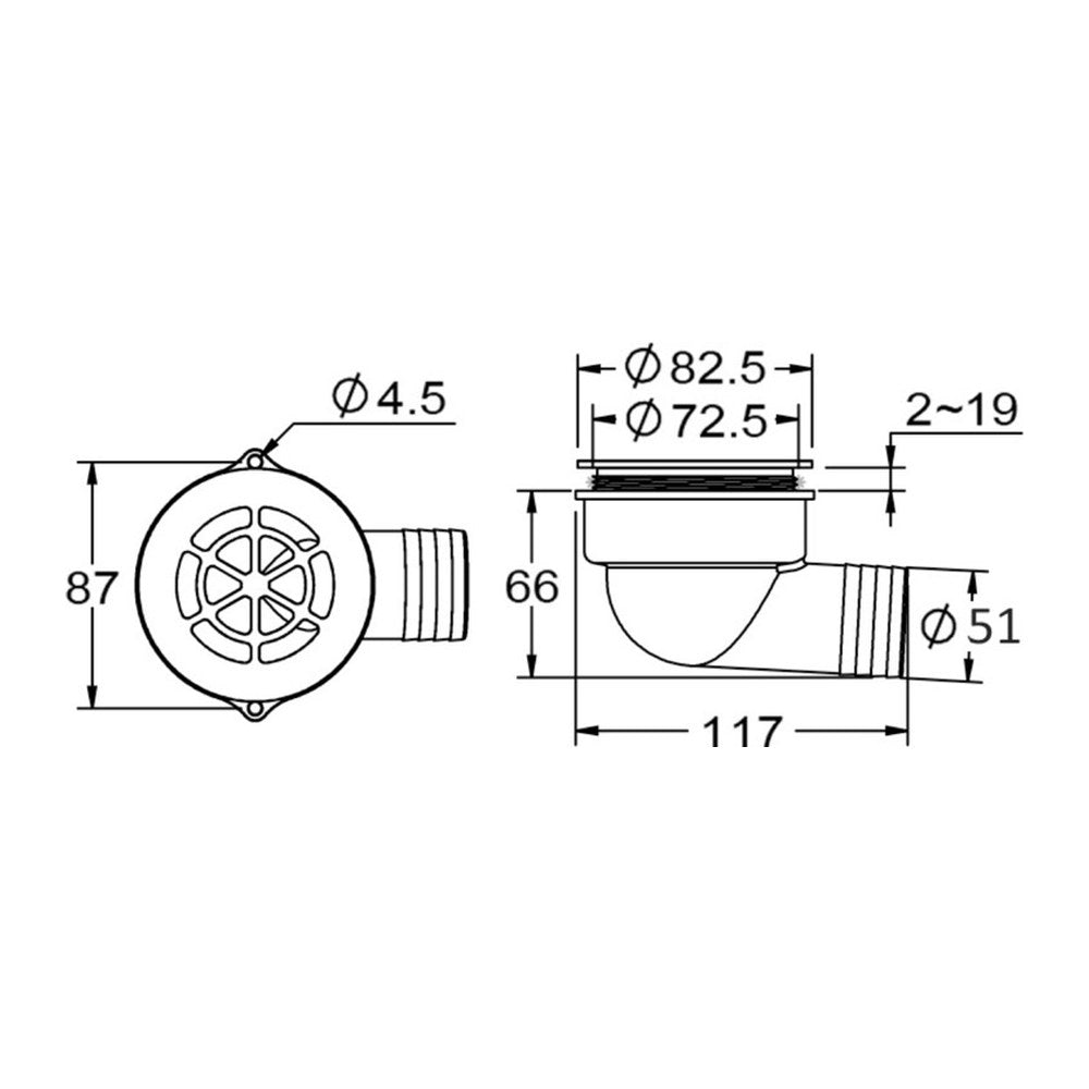 90° cockpit drain with w/check valve ø 2" - foto originale Osculati Srl