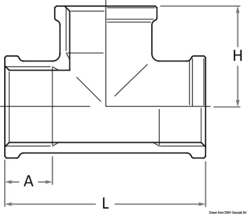 GUIDI bronze F-F-F T-fitting 1" - foto originale Osculati Srl