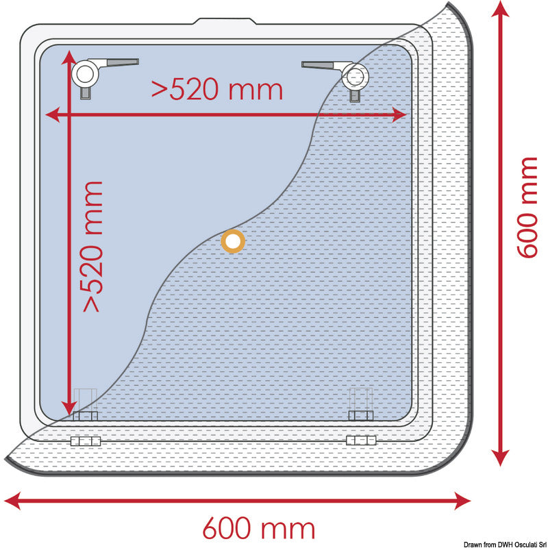 Waterline Design Flyscreen 600 x 600 mm - foto originale Osculati Srl