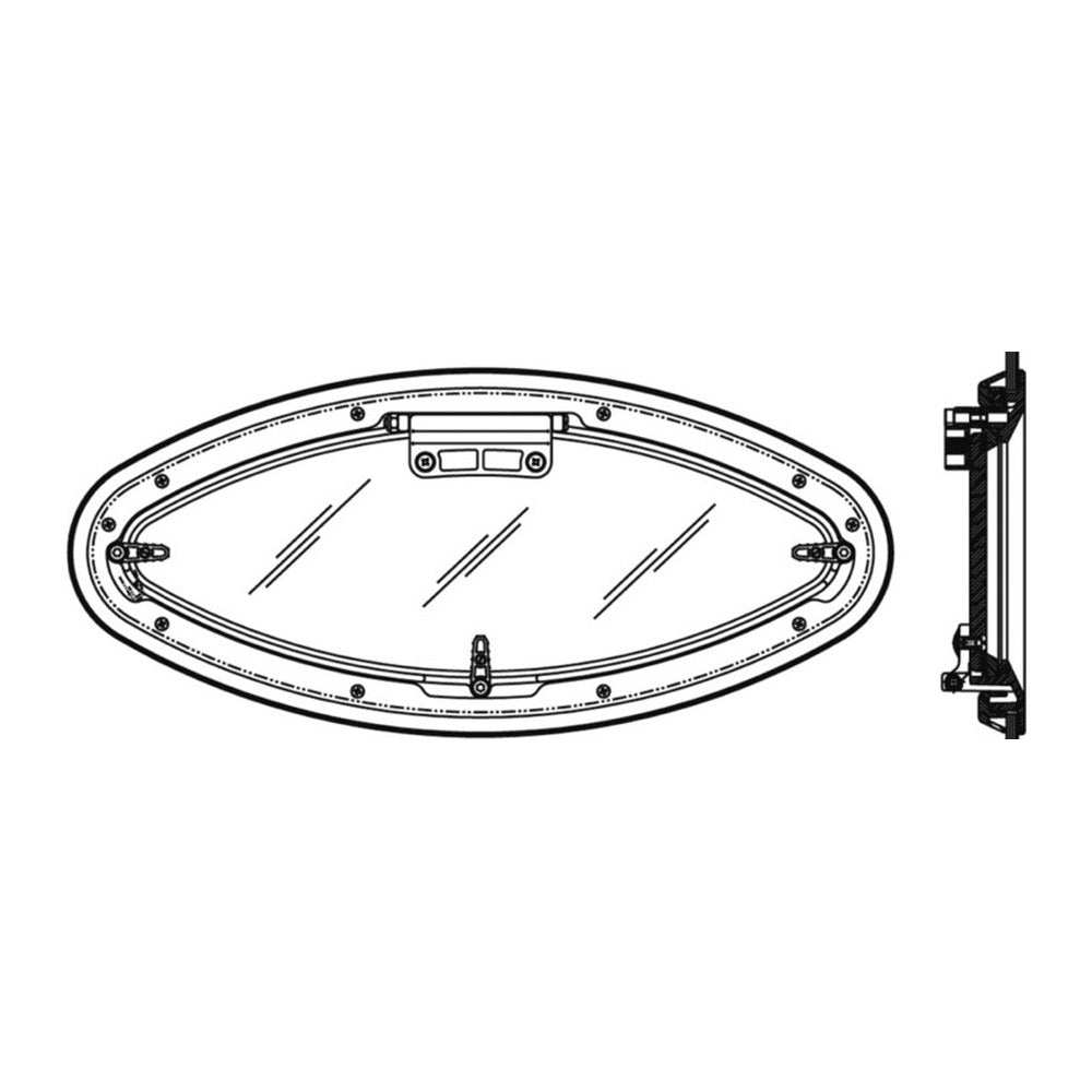 BOMAR Flagship elliptical hatch 209 x 468 mm - foto originale Osculati Srl