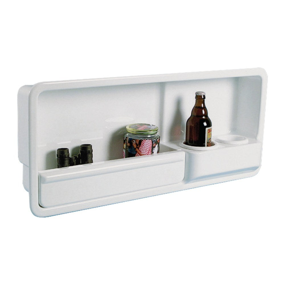 Side pocket w/2 glass holders ABS white left - foto originale Osculati Srl